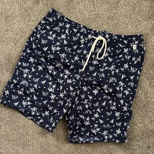 Polo by Ralph Lauren Navy Palm & Sailboat Swim Trunks size L